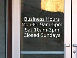 Hours Decal Front Door Decal Hours