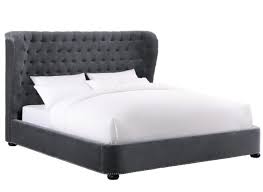 Finley Grey Velvet Bed In Queen Tov