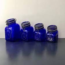 kitchen canister set cobalt blue