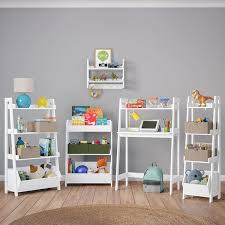 White Desk With Ladder Shelf Storage