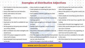 exles of distributive adjectives