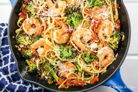lemon and broccoli pasta with shrimp