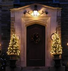 Pre-Lit Potted Christmas Trees at Your Front Door