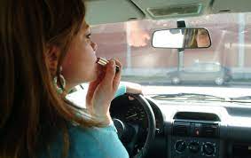 your makeup on while driving
