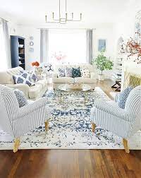 blue and white fall living room