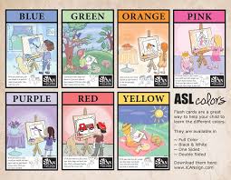 Asl Colors Chart And Flash Cards Teach Your Child The