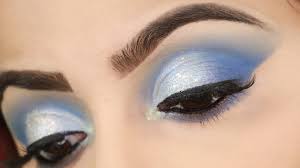 easy blue eye makeup with white dress