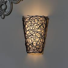 It S Exciting Lighting Iel 2100 Shade With Wicker Led Battery Powered Wall Sconce Black White