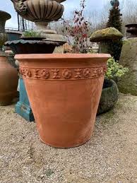 Tall Decorated Terracotta Pot Italian