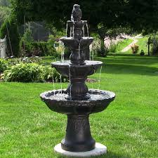 Fiberglass Resin 4 Tier Fountain Sunnydaze Decor Finish Black Size 52 H X 27 W X 27 D