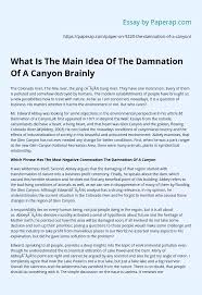 It also includes the economic and social changes which stem from living in a warmer world. What Is The Main Idea Of The Damnation Of A Canyon Brainly Essay Example