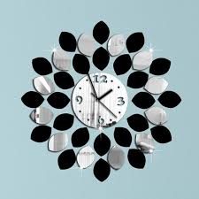 big leaf black and silver wall clock