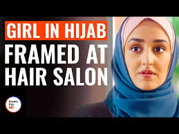 in hijab framed at hair salon