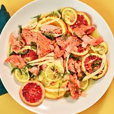 slow roasted salmon with fennel citrus