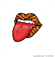 cartoon lips with orange and black