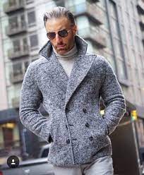 Grey Turtleneck With Grey Pea Coat