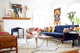decorate living room with blue velvet sofa