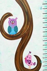 Custom Bird Owl Growth Chart Nursery Art Kids Room