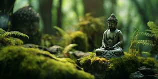 buddha in a green mystical background