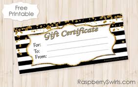 printable gold glitter gift certificate