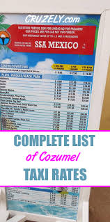 Complete List Of Cozumel Taxi Rates Cruzely Com