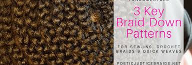 Crochet braids are hair extensions crocheted into cornrows with a latch hook tool. 3 Braid Down Patterns For Crochet Braids Quick Weaves