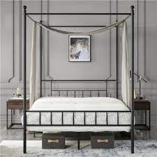 Metal Canopy Bed Frame With Headboard