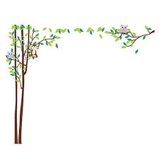 Growth Chart Squirrel Owl Monkey Green Tree Height Chart Decal Removable Wall Sticker