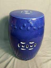 Asian Garden Stool Ceramic Cobalt Blue