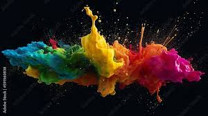 Wet Explosion Of Rainbow Colors Paint