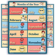 Learning Months Of Year Chart Large Laminated Educational Seasons Poster For Children Schools Classrooms Nursery Kindergarten Wall Chart Teaching