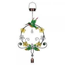 Daisy Wreath Solar Lantern Hummingbird