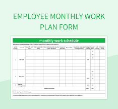 free monthly work plan templates for