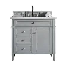 However you ll even to find menards bathroom vanities without tops if needed. James Martin Brittany 36 W X 23 1 2 D Urban Gray Vanity And Arctic Fall Solid Surface Vanity Top With Rectangular Undermount Bowl At Menards