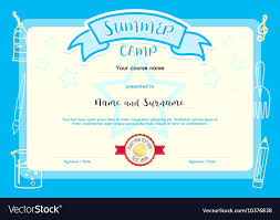 Kids Summer Camp Document Certificate Template