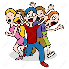 An Image Of A Mob Of People Running And Screaming. Royalty Free SVG,  Cliparts, Vetores, E Ilustrações Stock. Image 9113649.
