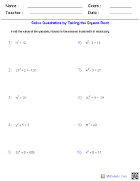 solving quadratic equations by taking