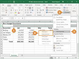 how to hide unhide columns in excel