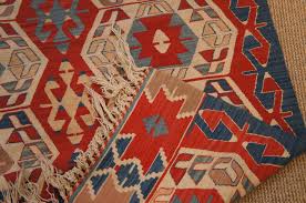blue wool flat weave kilim rug carpet