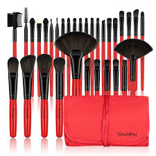 32pcs black red makeup brush set soft