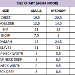 Agha Noor Size Chart Chambeili