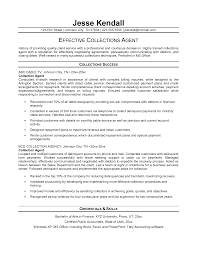 Free Collection Agent Resume Example sample resume format