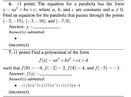Equation For A Parabola Has The Form