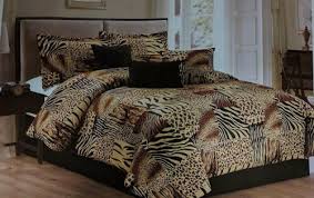 Queen Cal King Bed Leopard Zebra Black