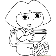 Kids will love to read and explore new books with this reading challenge coloring page. Dora Reading A Book Coloring Page For Kids Free Dora The Explorer Printable Coloring Pages Online For Kids Coloringpages101 Com Coloring Pages For Kids
