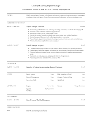 payroll manager resume exles