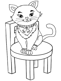 charming cat sitting on chair coloring