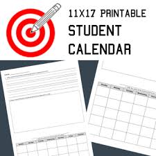 11x17 Printable Student Calendar For Every Month