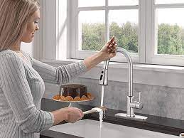 mstjry s touchless kitchen faucet is on