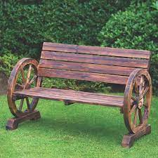 Constructed Wagon Wheel Bench